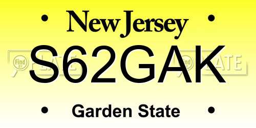 S62GAK New Jersey License Plate