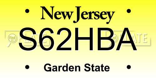 S62HBA New Jersey License Plate