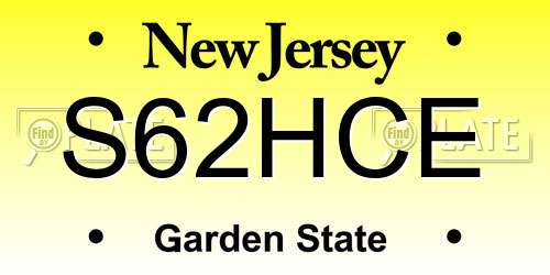 S62HCE New Jersey License Plate