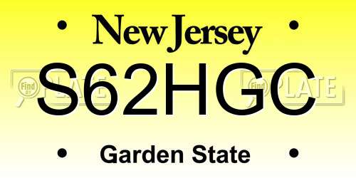 S62HGC New Jersey License Plate