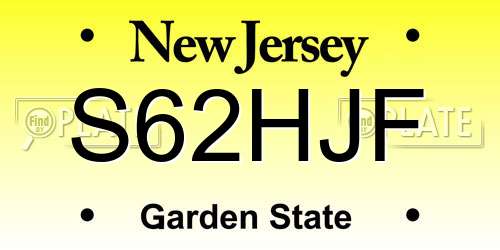 S62HJF New Jersey License Plate