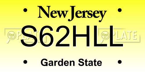 S62HLL New Jersey License Plate