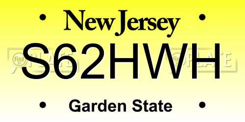 S62HWH New Jersey License Plate