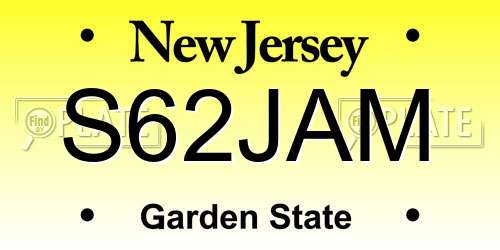 S62JAM New Jersey License Plate