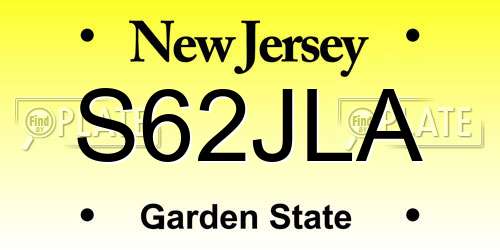 S62JLA New Jersey License Plate