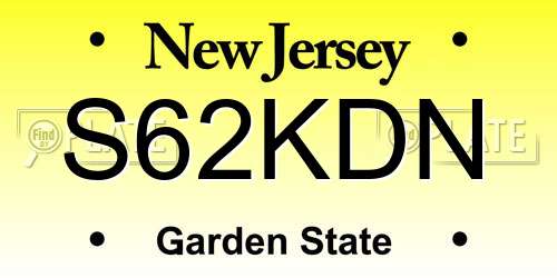 S62KDN New Jersey License Plate