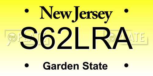 S62LRA New Jersey License Plate
