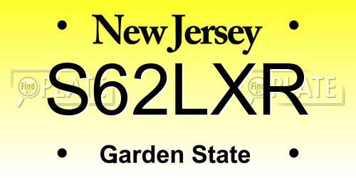 S62LXR New Jersey License Plate