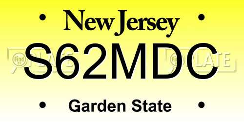 S62MDC New Jersey License Plate