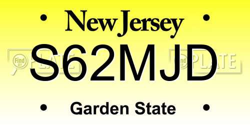 S62MJD New Jersey License Plate