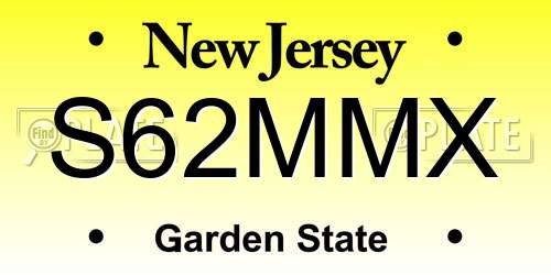 S62MMX New Jersey License Plate