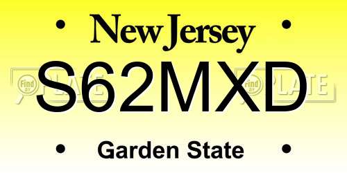 S62MXD New Jersey License Plate