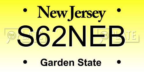 S62NEB New Jersey License Plate