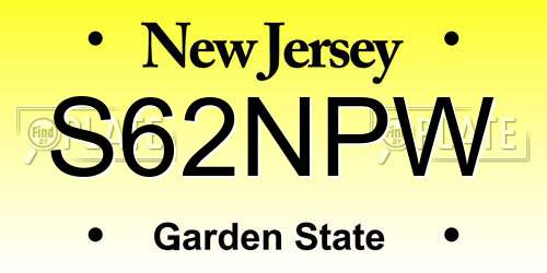 S62NPW New Jersey License Plate
