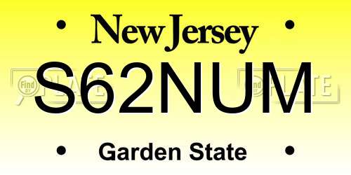 S62NUM New Jersey License Plate