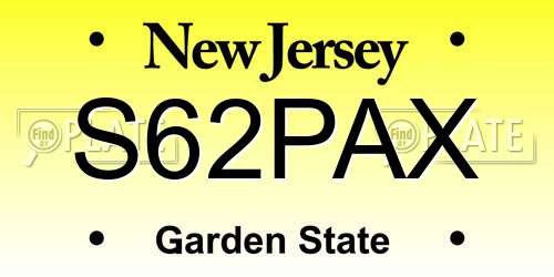 S62PAX New Jersey License Plate