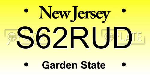 S62RUD New Jersey License Plate