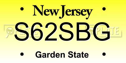 S62SBG New Jersey License Plate