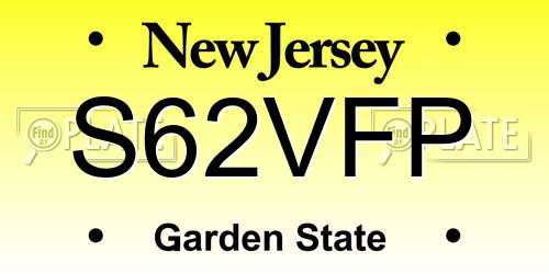 S62VFP New Jersey License Plate