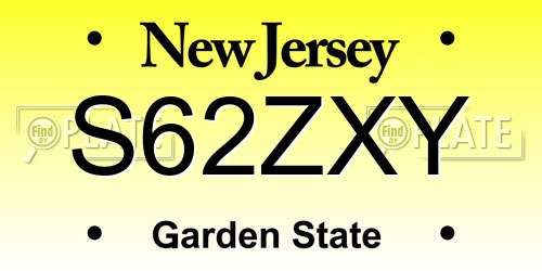 S62ZXY New Jersey License Plate