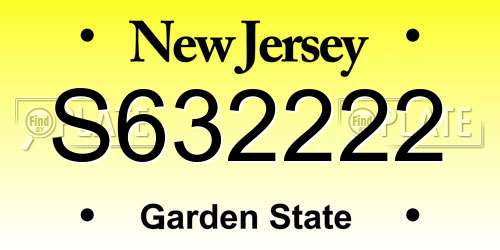 S632222 New Jersey License Plate