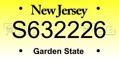 S632226 New Jersey License Plate