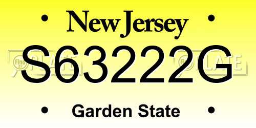 S63222G New Jersey License Plate
