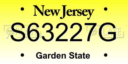 S63227G New Jersey License Plate