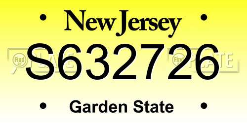 S632726 New Jersey License Plate