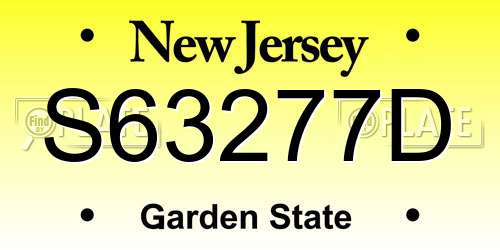 S63277D New Jersey License Plate