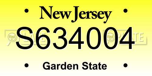 S634004 New Jersey License Plate