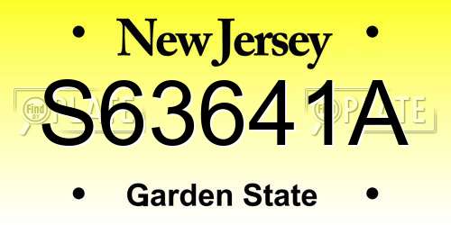 S63641A New Jersey License Plate