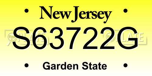 S63722G New Jersey License Plate