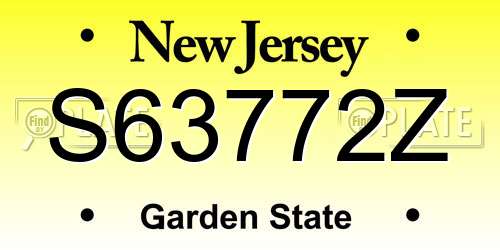 S63772Z New Jersey License Plate