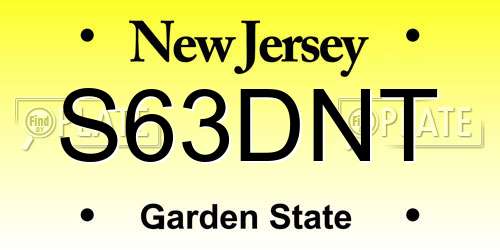 S63DNT New Jersey License Plate