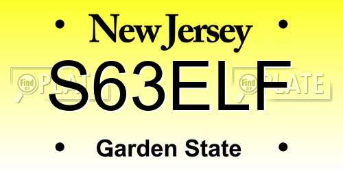 S63ELF New Jersey License Plate