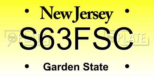 S63FSC New Jersey License Plate