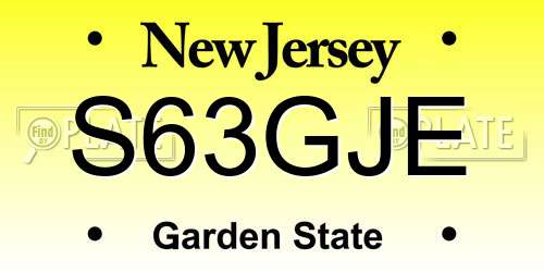 S63GJE New Jersey License Plate