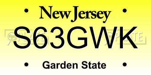 S63GWK New Jersey License Plate