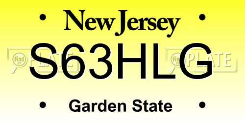 S63HLG New Jersey License Plate