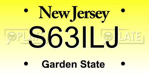 S63ILJ New Jersey License Plate