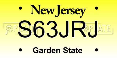 S63JRJ New Jersey License Plate