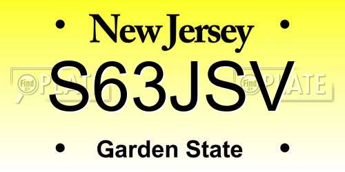 S63JSV New Jersey License Plate