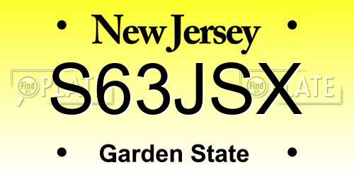 S63JSX New Jersey License Plate