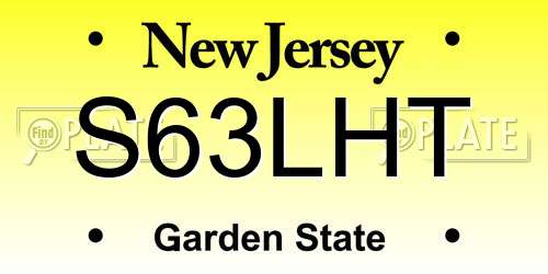 S63LHT New Jersey License Plate