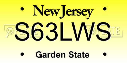 S63LWS New Jersey License Plate