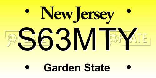 S63MTY New Jersey License Plate