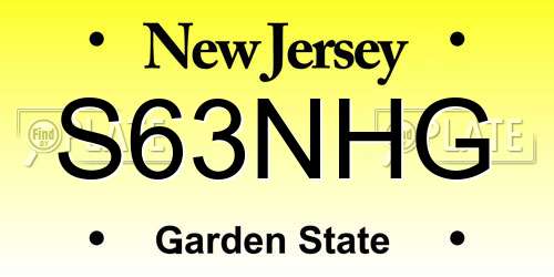 S63NHG New Jersey License Plate