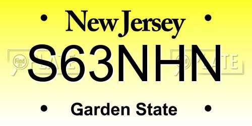 S63NHN New Jersey License Plate
