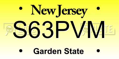 S63PVM New Jersey License Plate